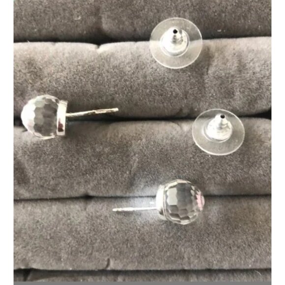 FMC Sterling Silver 925 Stud Earrings w Crystallized Ball Swarovski Elements - Picture 14 of 16